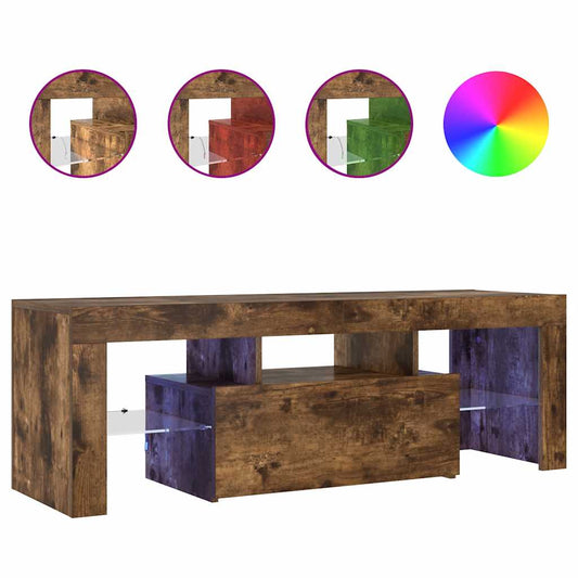 vidaXL Έπιπλο Τηλεόρασης με LED Καπνιστή Δρυς 120x35x40 εκ.