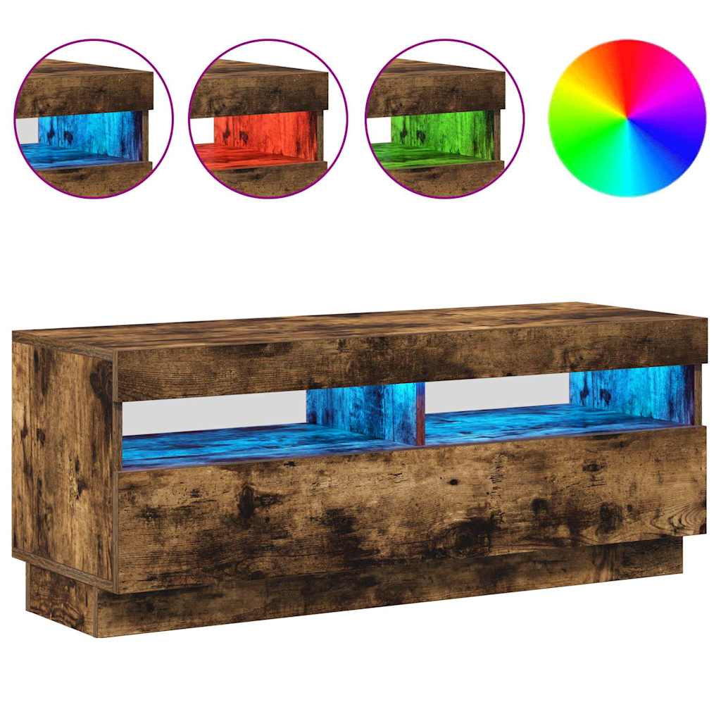 vidaXL Έπιπλο Τηλεόρασης με LED Καπνιστή Δρυς 100x35x40 εκ.