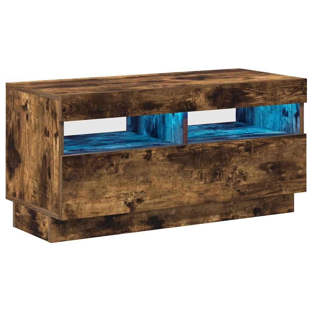 vidaXL Έπιπλο Τηλεόρασης με LED Καπνιστή Δρυς 80 x 35 x 40 εκ.