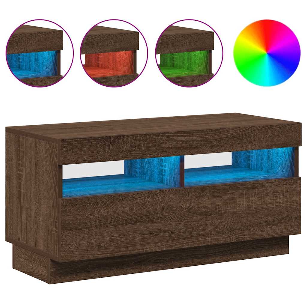 vidaXL Έπιπλο Τηλεόρασης με LED Καφέ Δρυς 80x35x40 εκ.
