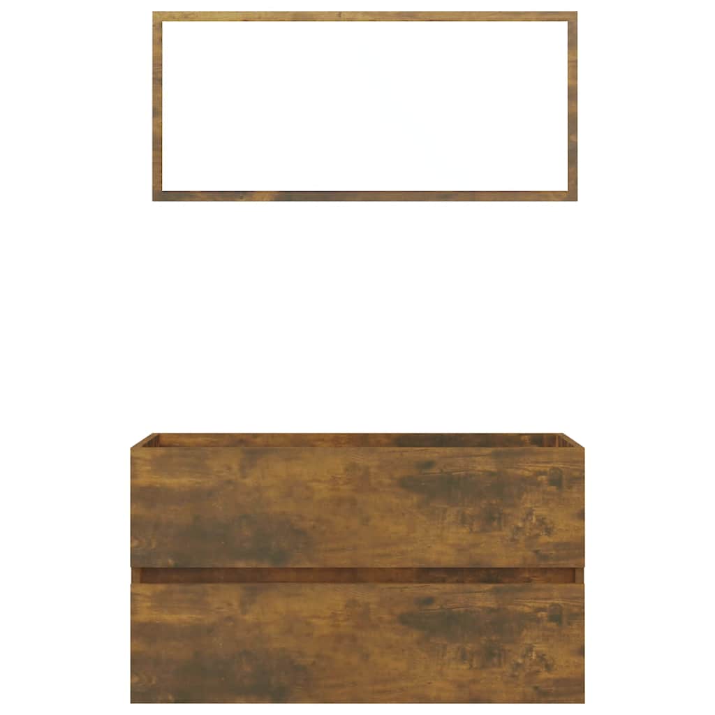 vidaXL Σετ Επίπλων Μπάνιου 2 Τεμαχίων Καπνιστή Δρυς από Τεχν. Ξύλο