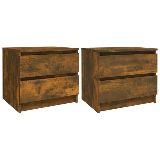vidaXL Κομοδίνα 2 τεμ. Καπνιστή Δρυς 50x39x43,5 εκ. από Επεξεργ. Ξύλο