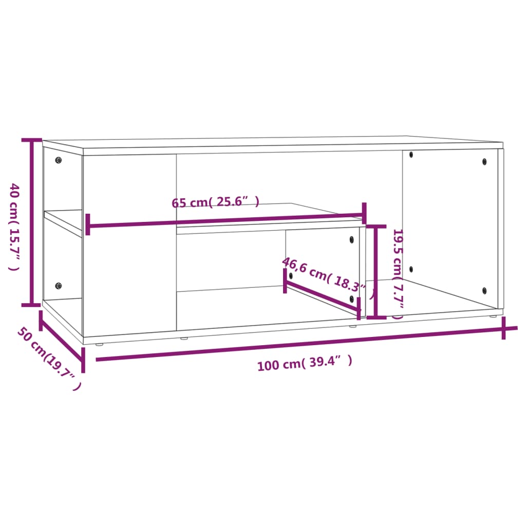 vidaXL Τραπεζάκι Σαλονιού Γκρι Sonoma 100x50x40 εκ. Επεξεργασμένο Ξύλο