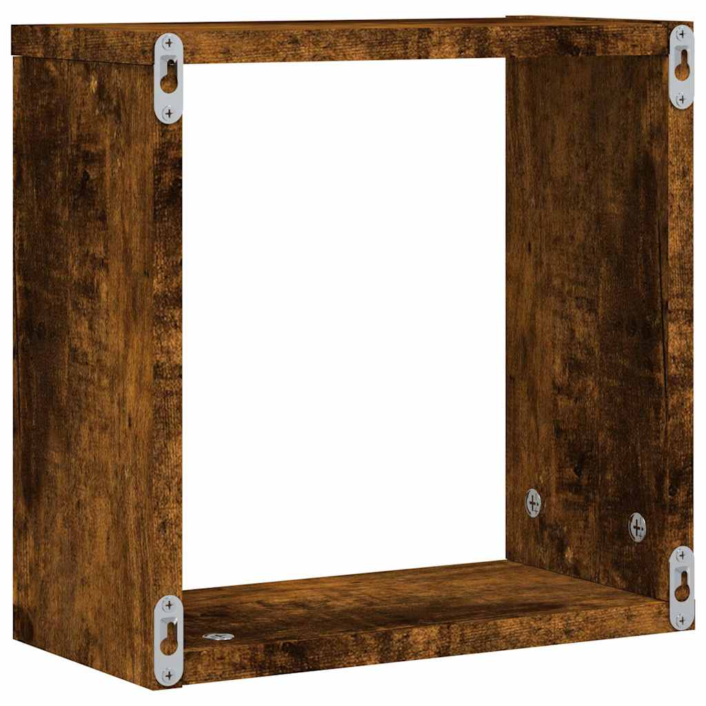 vidaXL Ράφια Τοίχου Κύβοι 4 τεμ. Καπνιστή Δρυς 30x15x30 εκ.