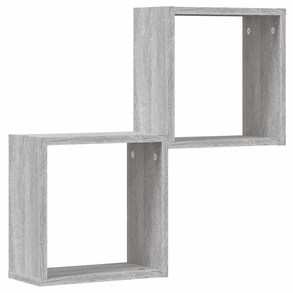 vidaXL Ράφια Τοίχου Κύβοι 2 τεμ. Γκρι Sonoma 30x15x30 εκ.
