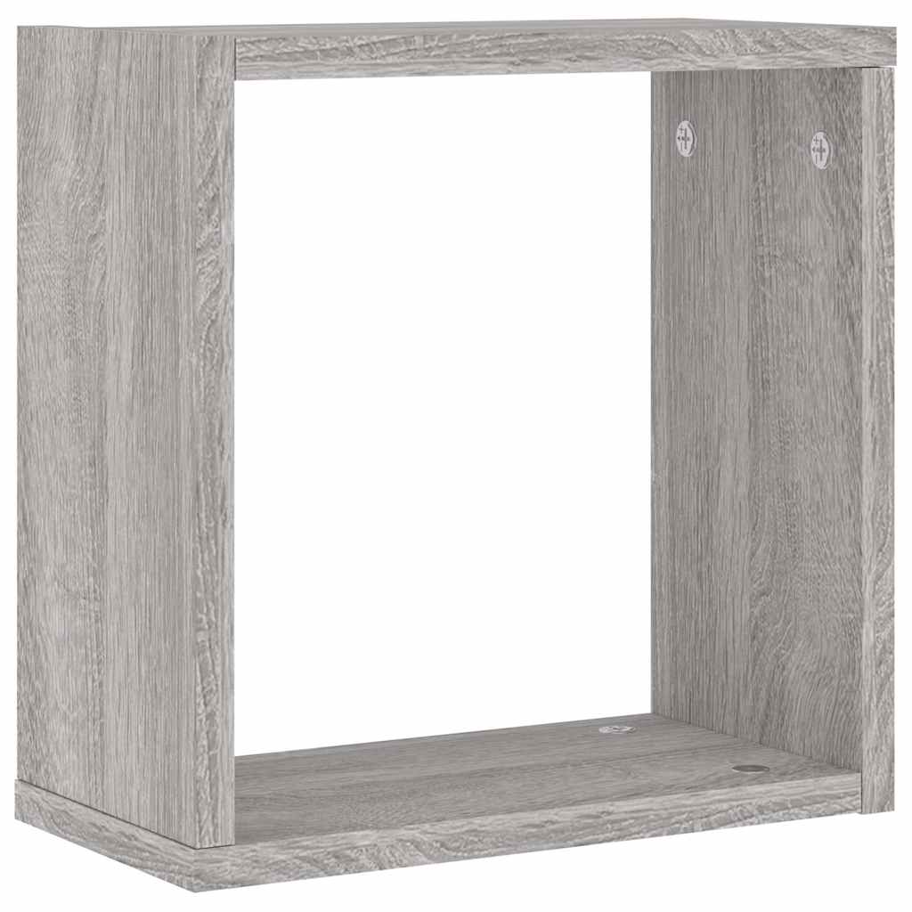 vidaXL Ράφια Τοίχου Κύβοι 2 τεμ. Γκρι Sonoma 30x15x30 εκ.