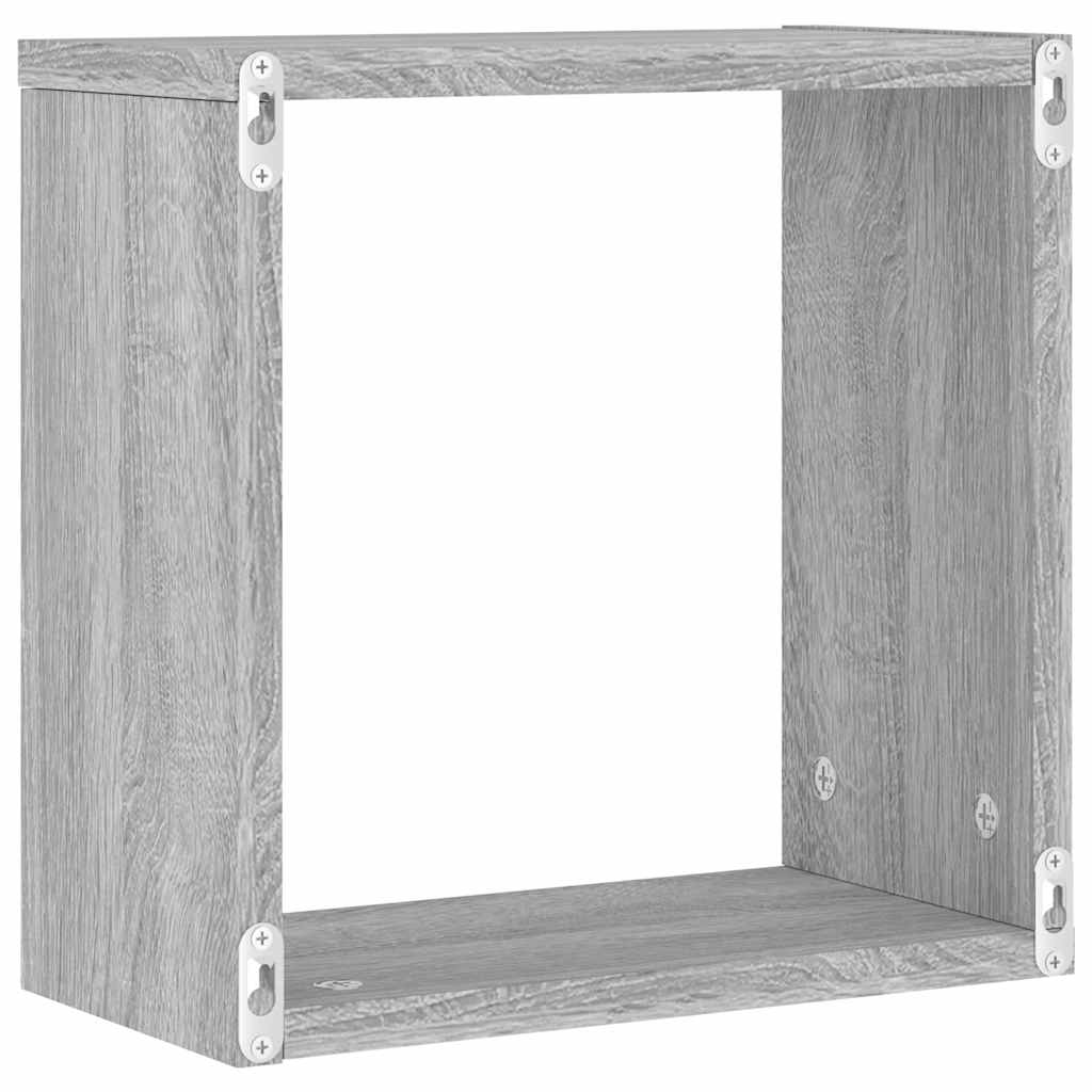 vidaXL Ράφια Τοίχου Κύβοι 2 τεμ. Γκρι Sonoma 30x15x30 εκ.