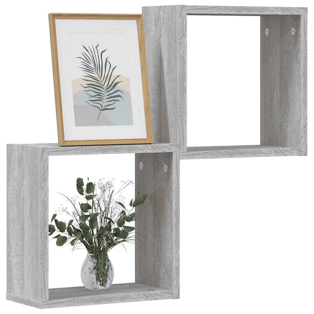vidaXL Ράφια Τοίχου Κύβοι 2 τεμ. Γκρι Sonoma 30x15x30 εκ.