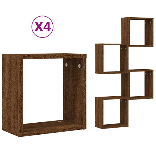 vidaXL Ράφια Τοίχου Κύβοι 4 τεμ. Καφέ Δρυς 30x15x30 εκ.