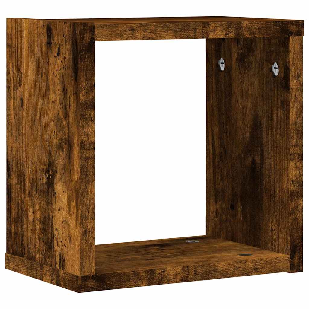 vidaXL Ράφια Τοίχου με ράφι 4 pcs Καπνιστό Δρύς 26 x 15 x 26 cm