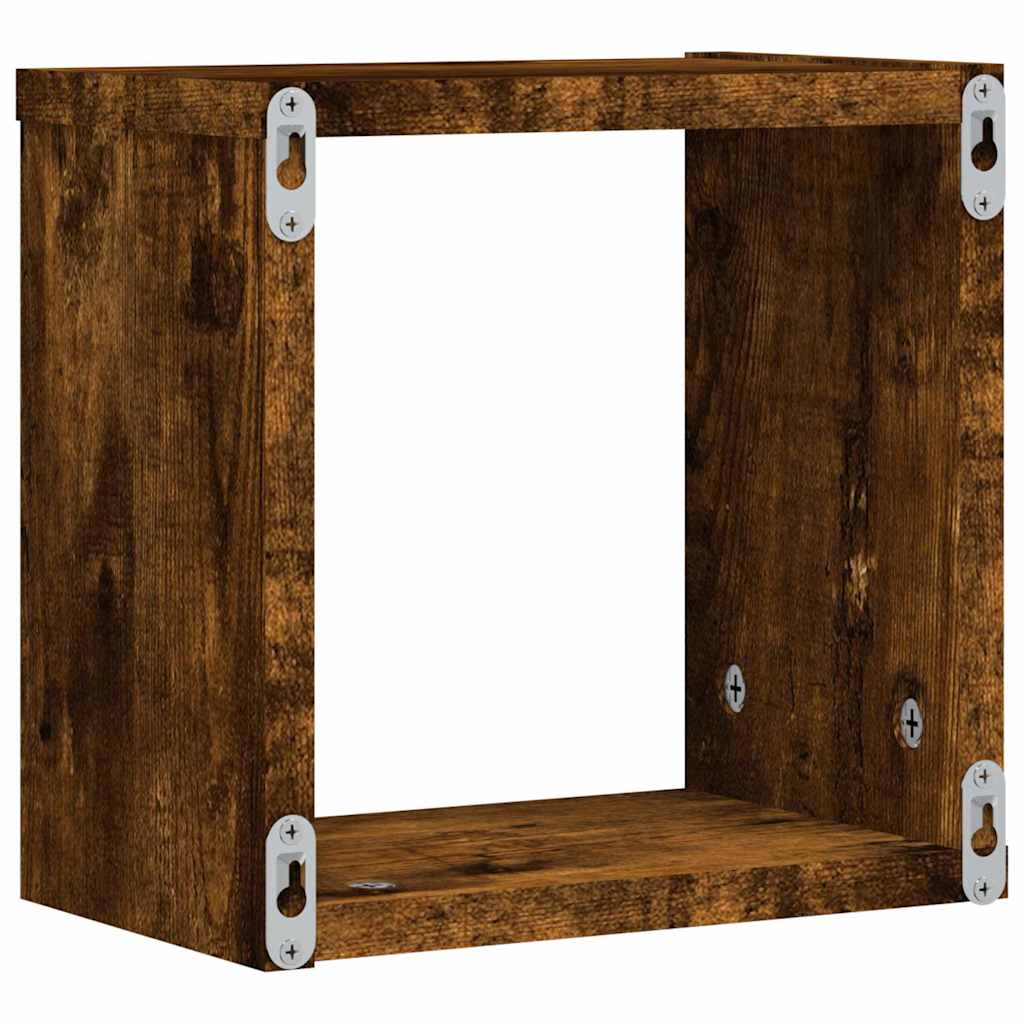 vidaXL Ράφια Τοίχου με ράφι 4 pcs Καπνιστό Δρύς 26 x 15 x 26 cm