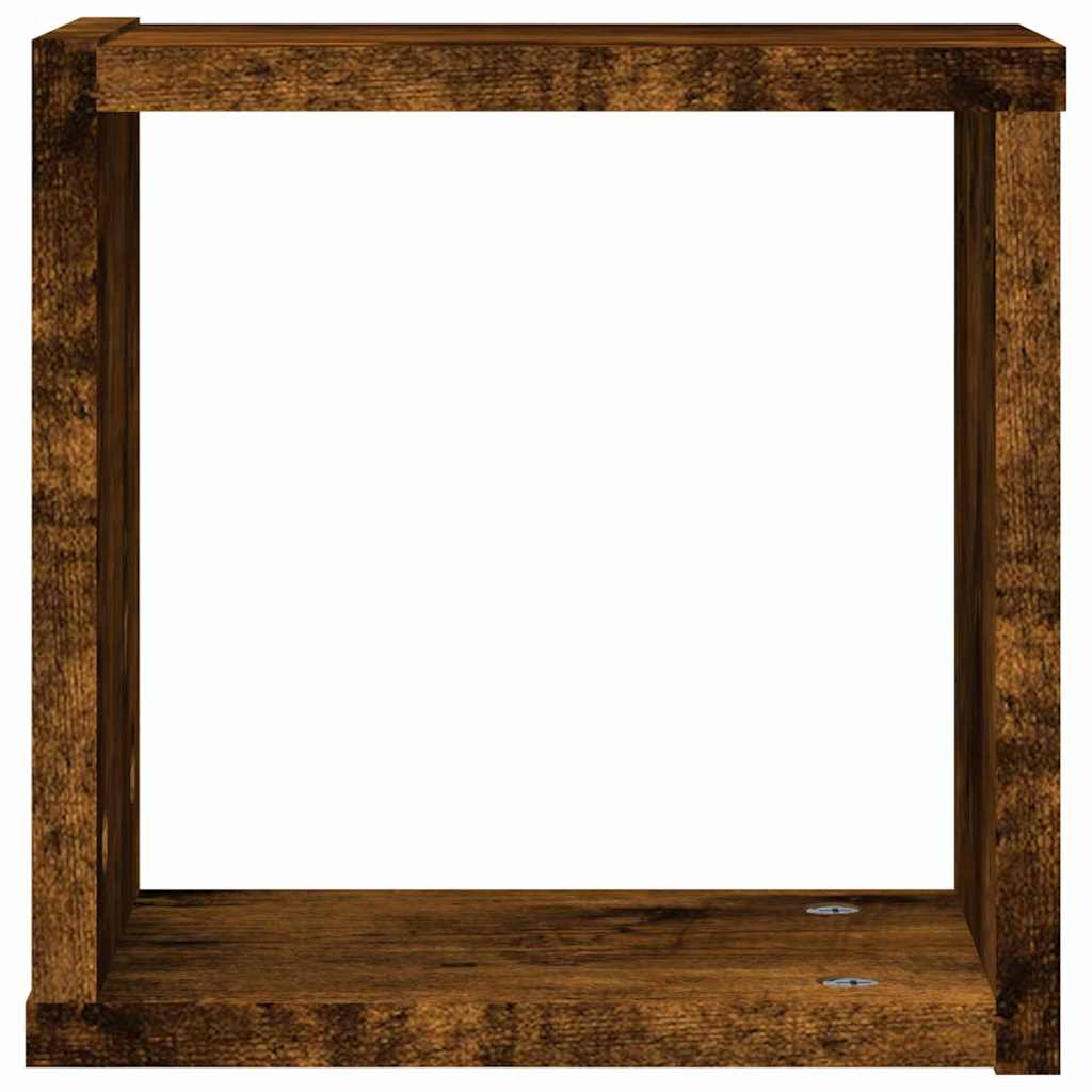 vidaXL Ράφια Τοίχου με ράφι 4 pcs Καπνιστό Δρύς 26 x 15 x 26 cm