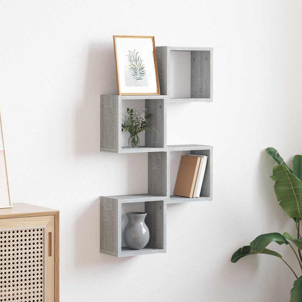 vidaXL Ράφια Τοίχου με ράφι 4 pcs Γκρίζο Σονομα 26 x 15 x 26 cm