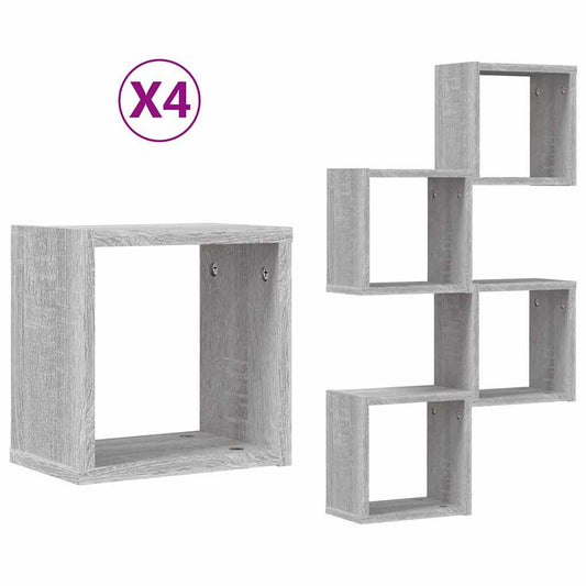 vidaXL Ράφια Τοίχου με ράφι 4 pcs Γκρίζο Σονομα 26 x 15 x 26 cm