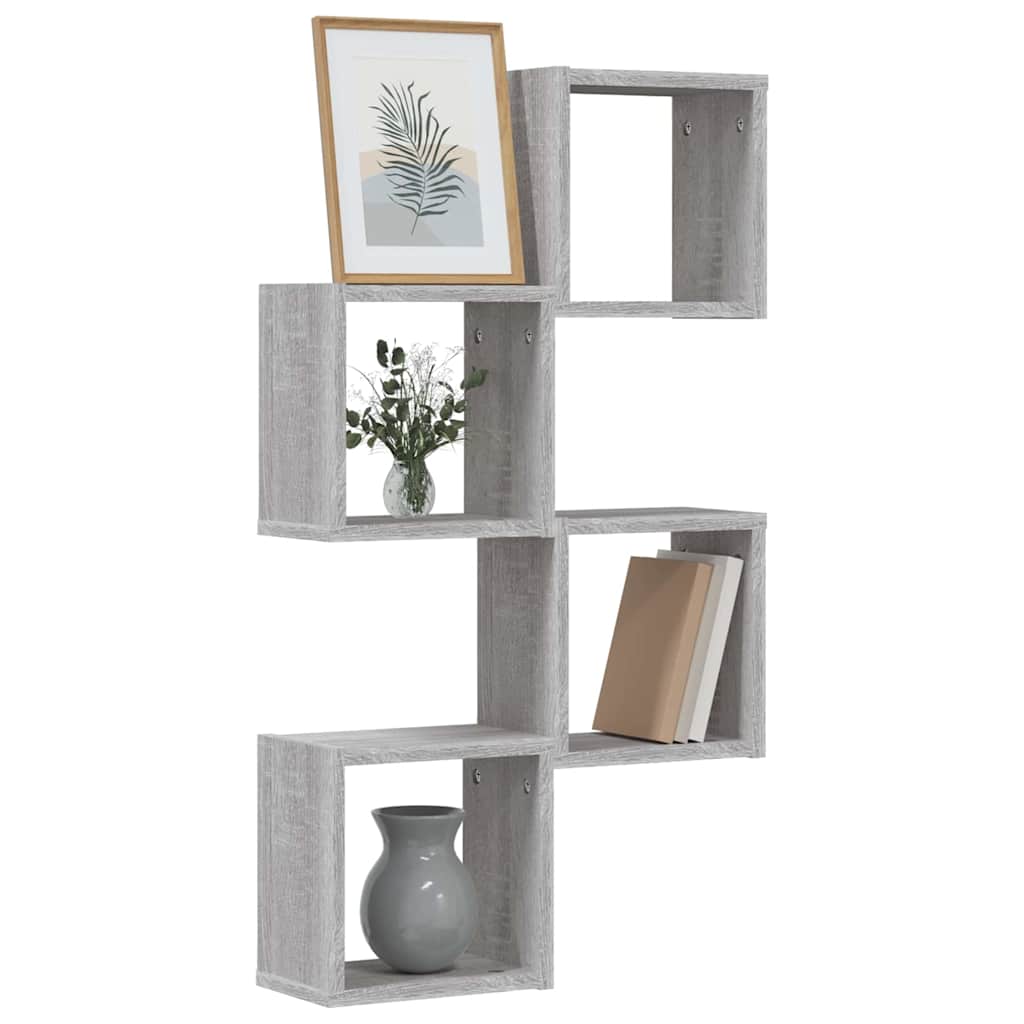 vidaXL Ράφια Τοίχου με ράφι 4 pcs Γκρίζο Σονομα 26 x 15 x 26 cm