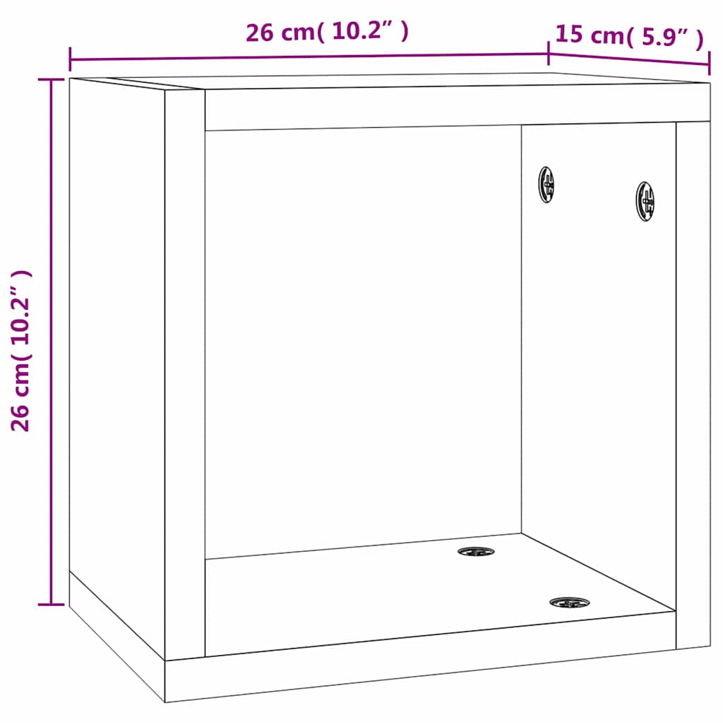 vidaXL Ράφια Τοίχου με ράφι 4 pcs Γκρίζο Σονομα 26 x 15 x 26 cm