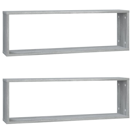 vidaXL Ραφιέρες Τοίχου Κύβος 2 τεμ Γκρι Sonoma 80x15x26,5 εκ. Επ. Ξύλο