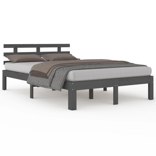 vidaXL Πλαίσιο Κρεβατιού Γκρι 150 x 200 εκ. Μασίφ Ξύλο King Size