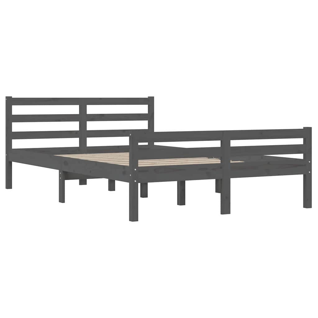 vidaXL Πλαίσιο Κρεβατιού Γκρι 150 x 200 εκ. Μασίφ Ξύλο King Size