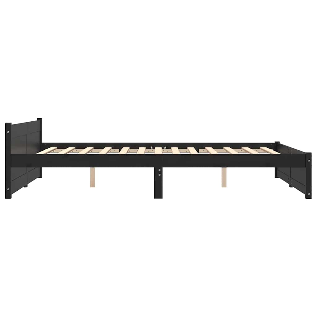 vidaXL Πλαίσιο Κρεβατιού Μαύρο 150 x 200 εκ. Μασίφ Ξύλο King Size