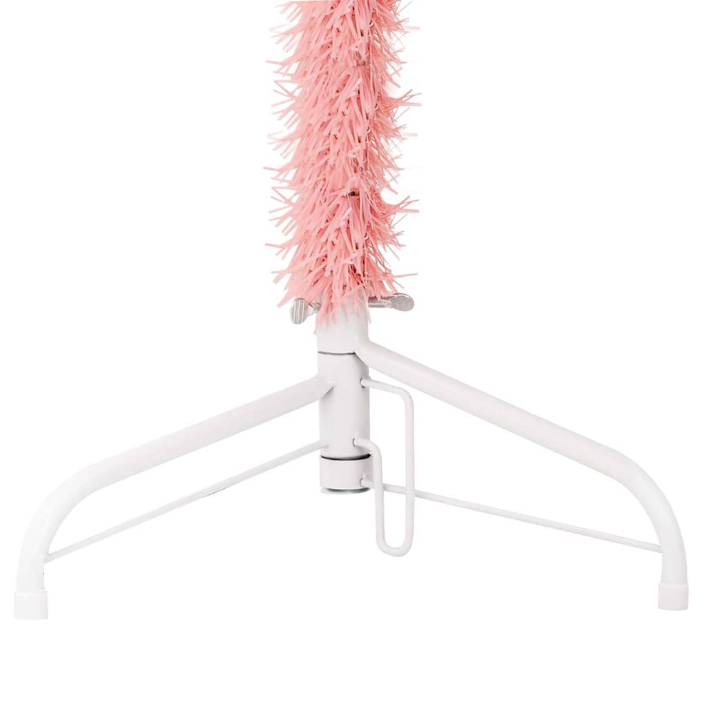 vidaXL Χριστουγεν. Δέντρο Slim Τεχνητό Μισό με Βάση Ροζ 180 εκ.