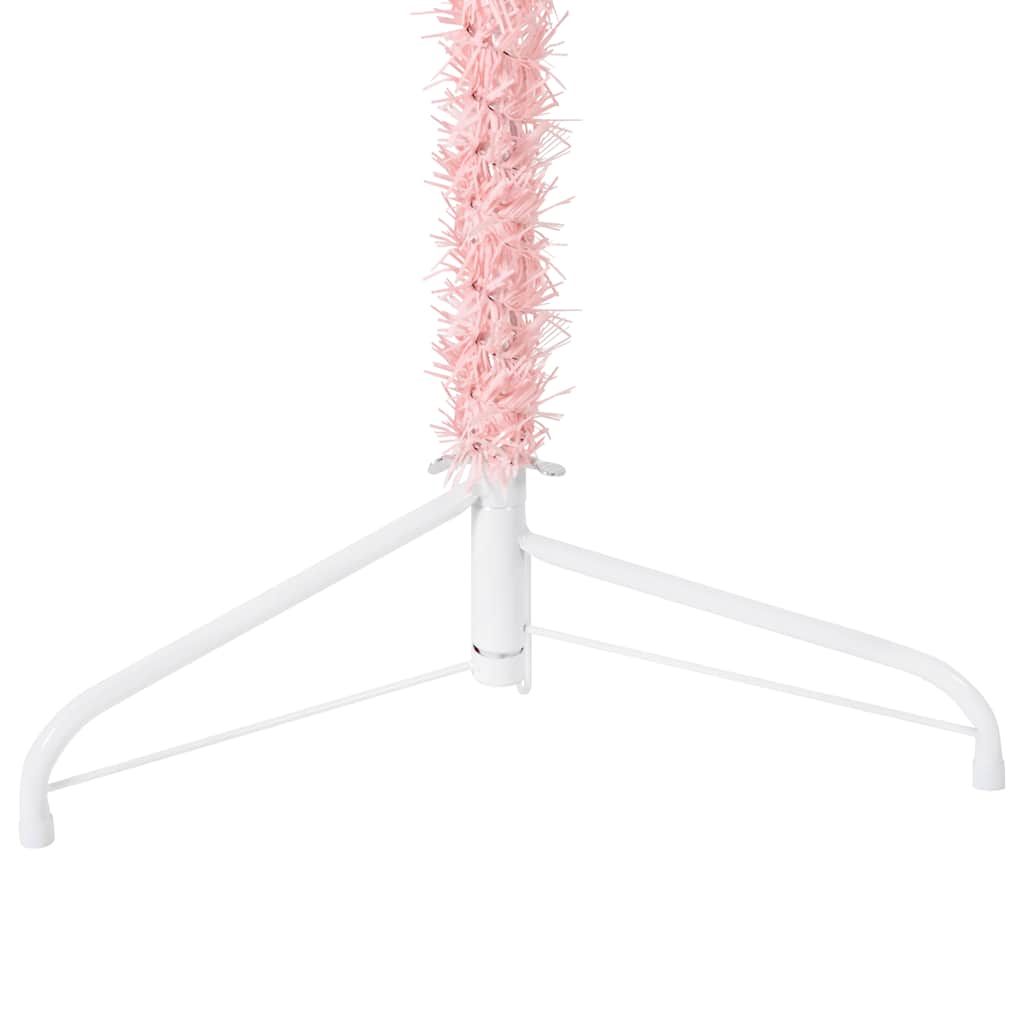 vidaXL Χριστουγεν. Δέντρο Slim Τεχνητό Μισό με Βάση Ροζ 240 εκ.