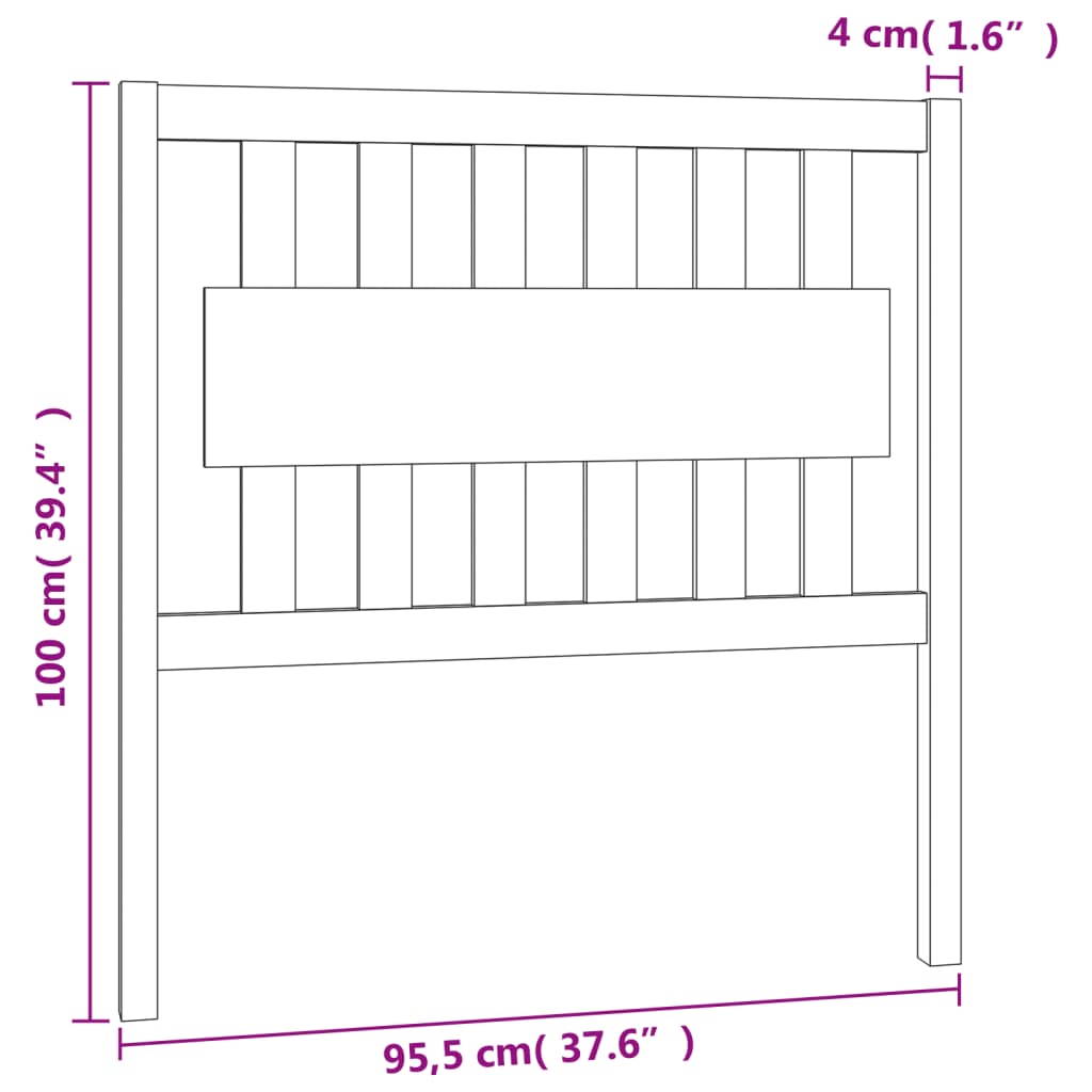 vidaXL Κεφαλάρι Κρεβατιού 95,5 x 4 x 100 εκ. από Μασίφ Ξύλο Πεύκου