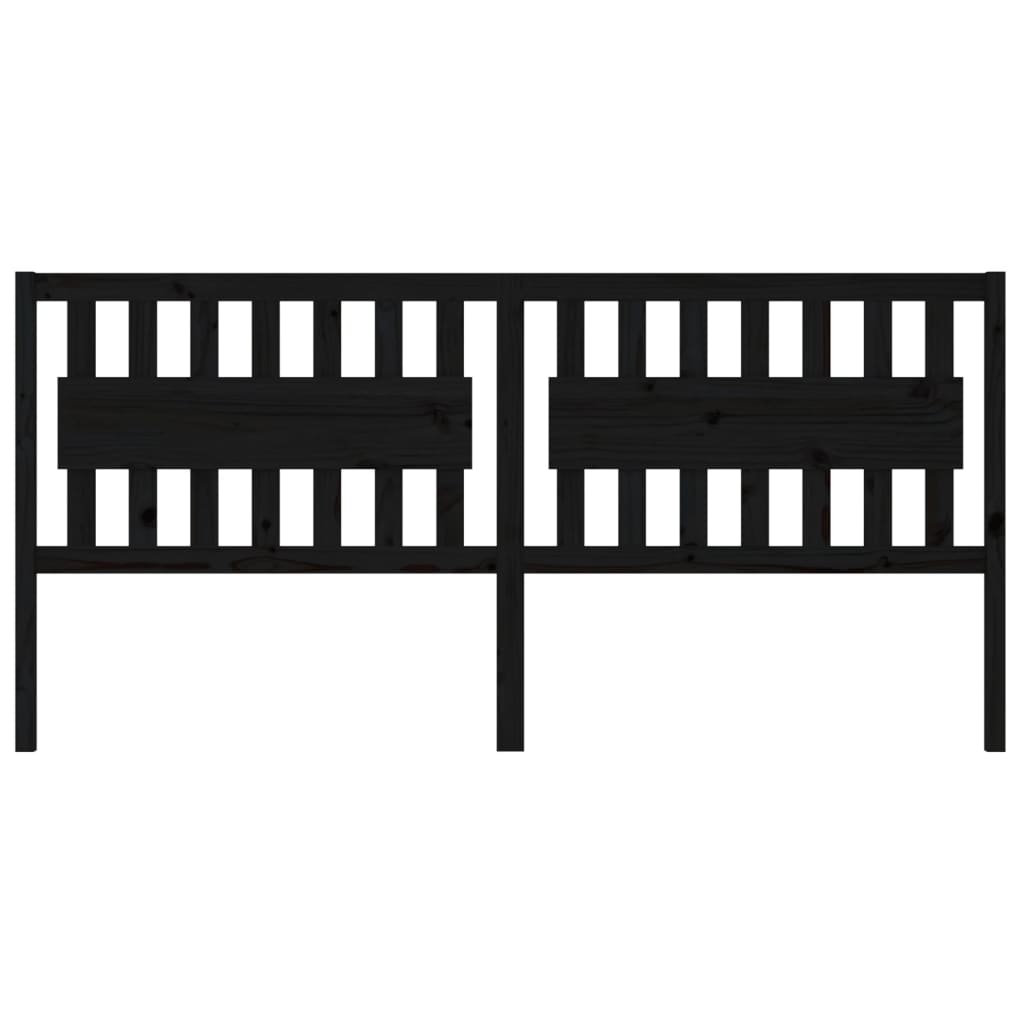 vidaXL Κεφαλάρι Κρεβατιού Μαύρο 205,5x4x100 εκ. Μασίφ Ξύλο Πεύκου