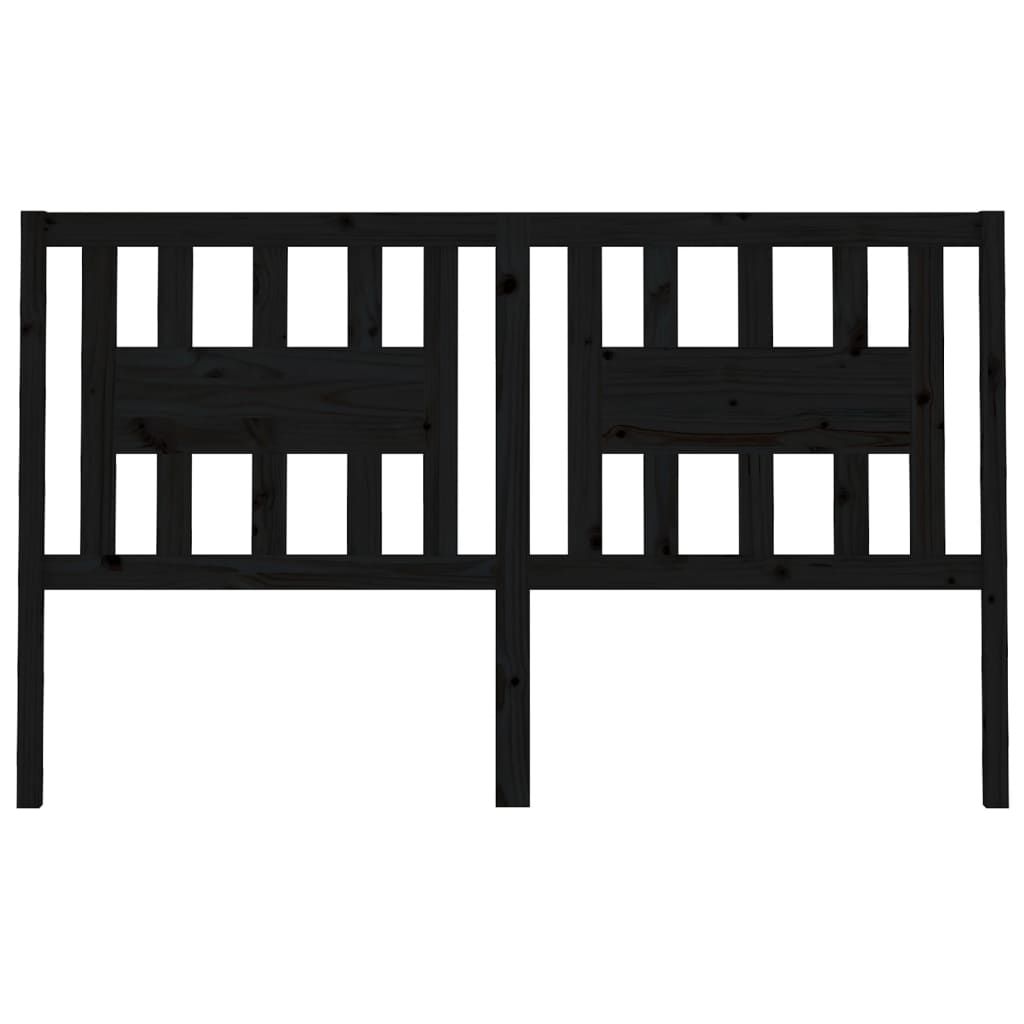 vidaXL Κεφαλάρι Κρεβατιού Μαύρο 146 x 4 x 100 εκ. Μασίφ Ξύλο Πεύκου