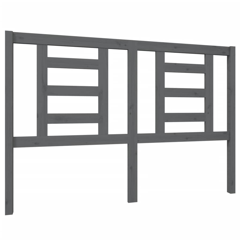 vidaXL Κεφαλάρι Κρεβατιού Γκρι 146 x 4 x 100 εκ. από Μασίφ Ξύλο Πεύκου