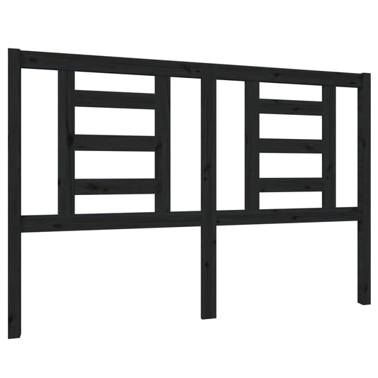 vidaXL Κεφαλάρι Κρεβατιού Μαύρο 146 x 4 x 100 εκ. Μασίφ Ξύλο Πεύκου