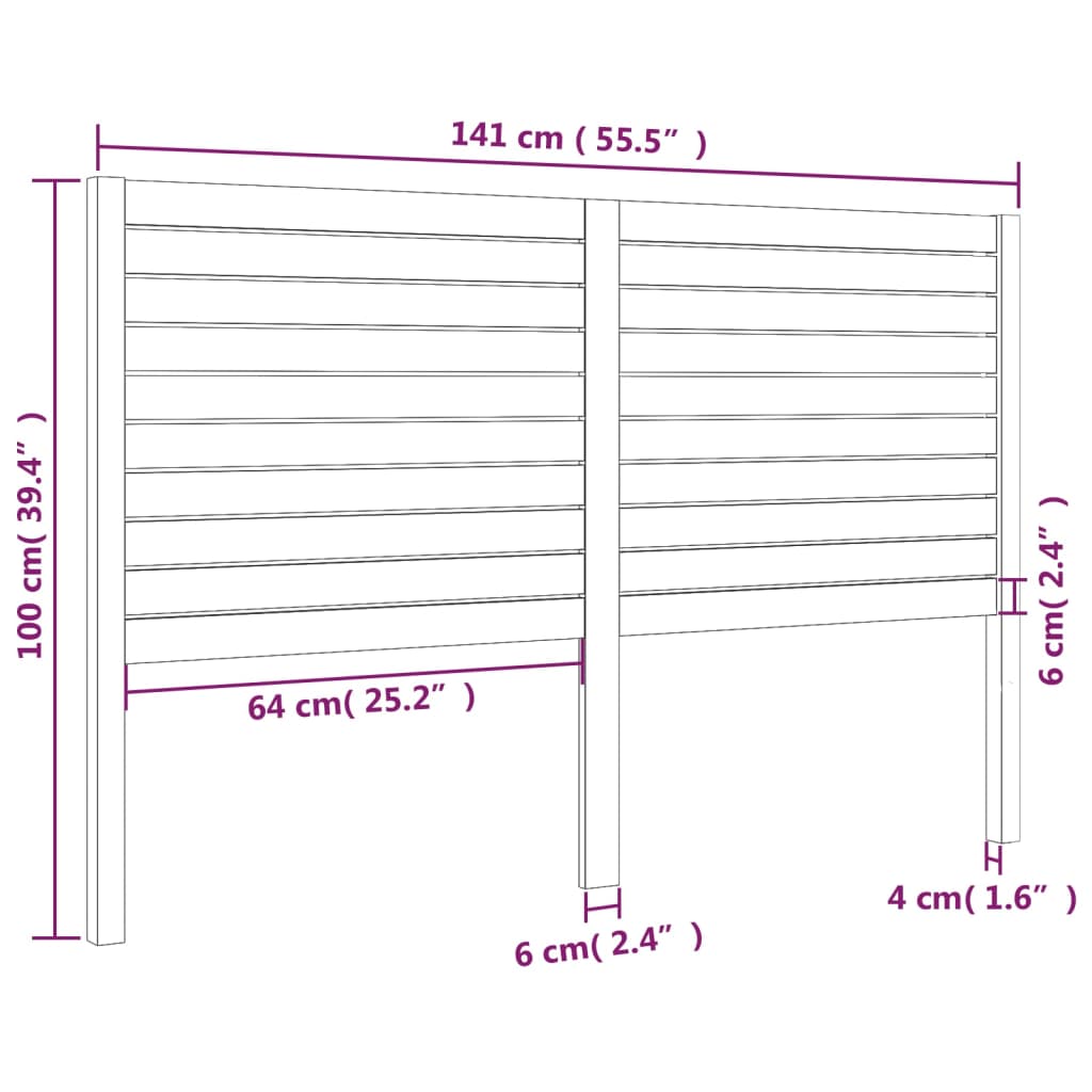 vidaXL Κεφαλάρι Κρεβατιού Λευκό 141 x 4 x 100 εκ. Μασίφ Ξύλο Πεύκου