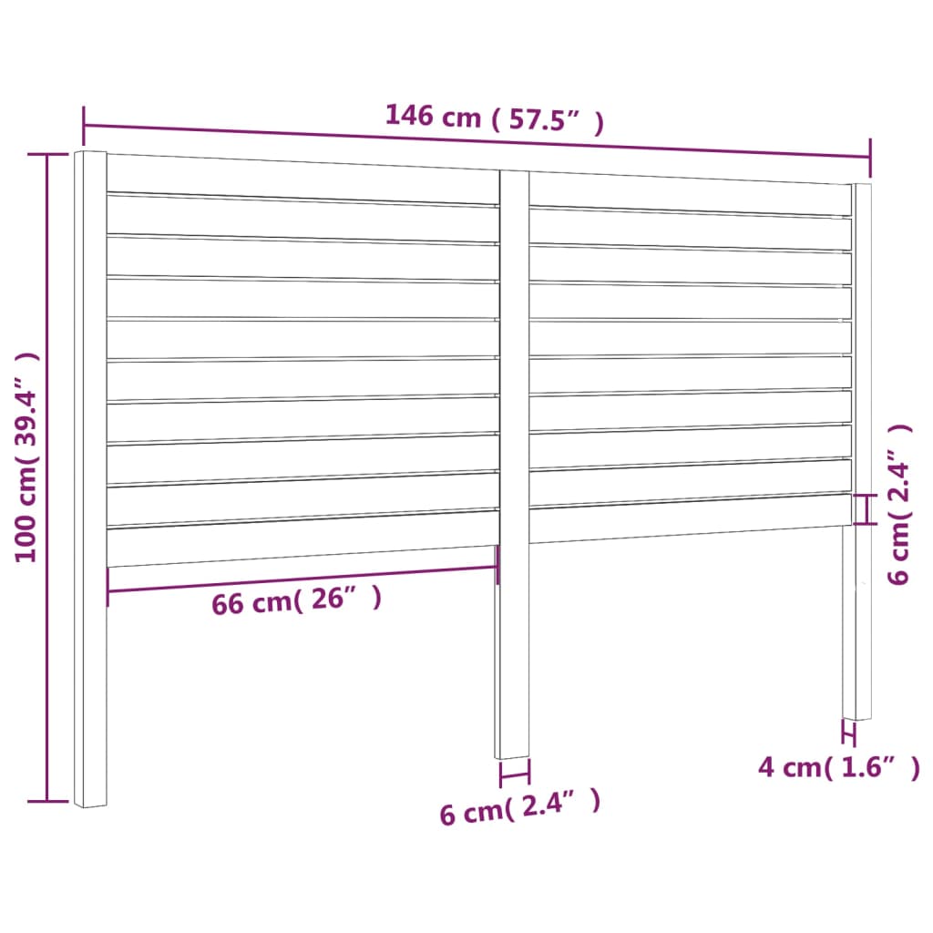 vidaXL Κεφαλάρι Κρεβατιού Λευκό 146 x 4 x 100 εκ. Μασίφ Ξύλο Πεύκου