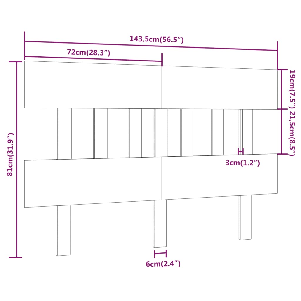 vidaXL Κεφαλάρι Κρεβατιού Μελί 143,5x3x81 εκ. από Μασίφ Ξύλο Πεύκου