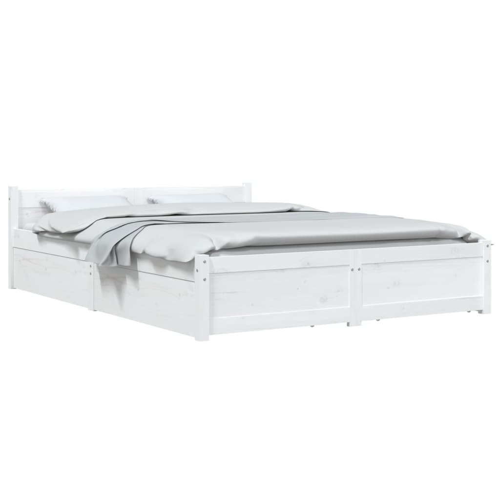 vidaXL Πλαίσιο Κρεβατιού Με Συρτάρια Λευκό 140 x 190 εκ.