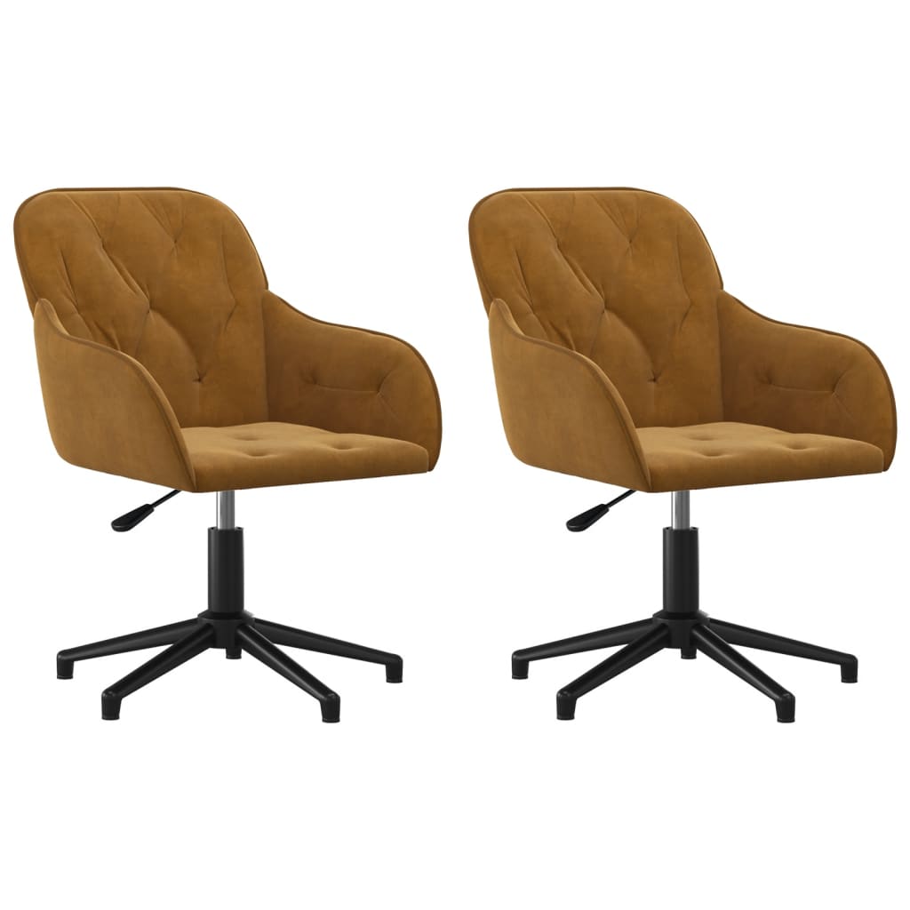 vidaXL Καρέκλες Τραπεζαρίας Περιστρεφόμενες 2 τεμ. Καφέ Βελούδινες