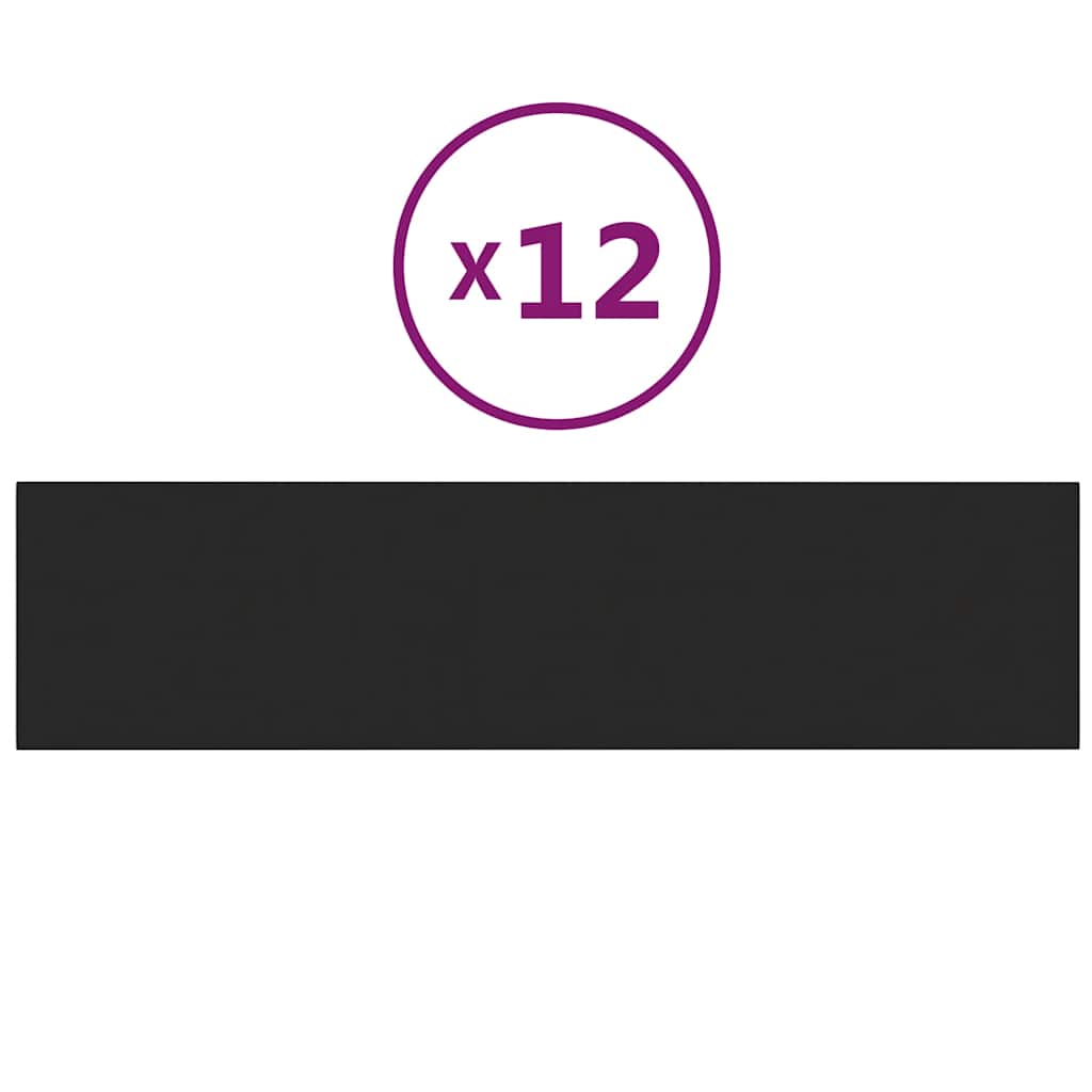 vidaXL Πάνελ Τοίχου 12 τεμ. Μαύρα 60x15 εκ. 1,08 μ² Υφασμάτινα