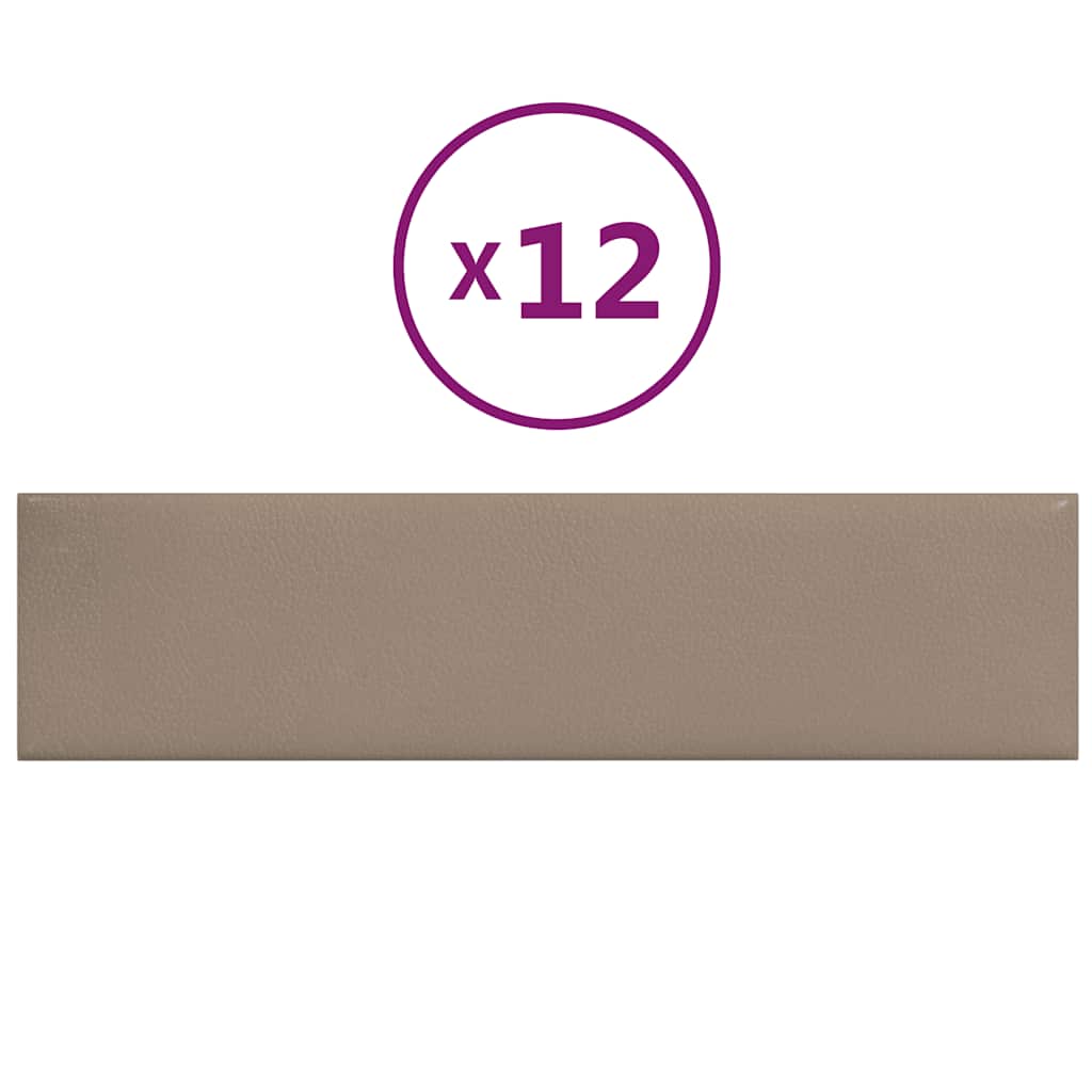 vidaXL Πάνελ Τοίχου 12 τεμ. Καπουτσίνο 60 x 15 εκ. 1,08 μ² Συνθ. Δέρμα