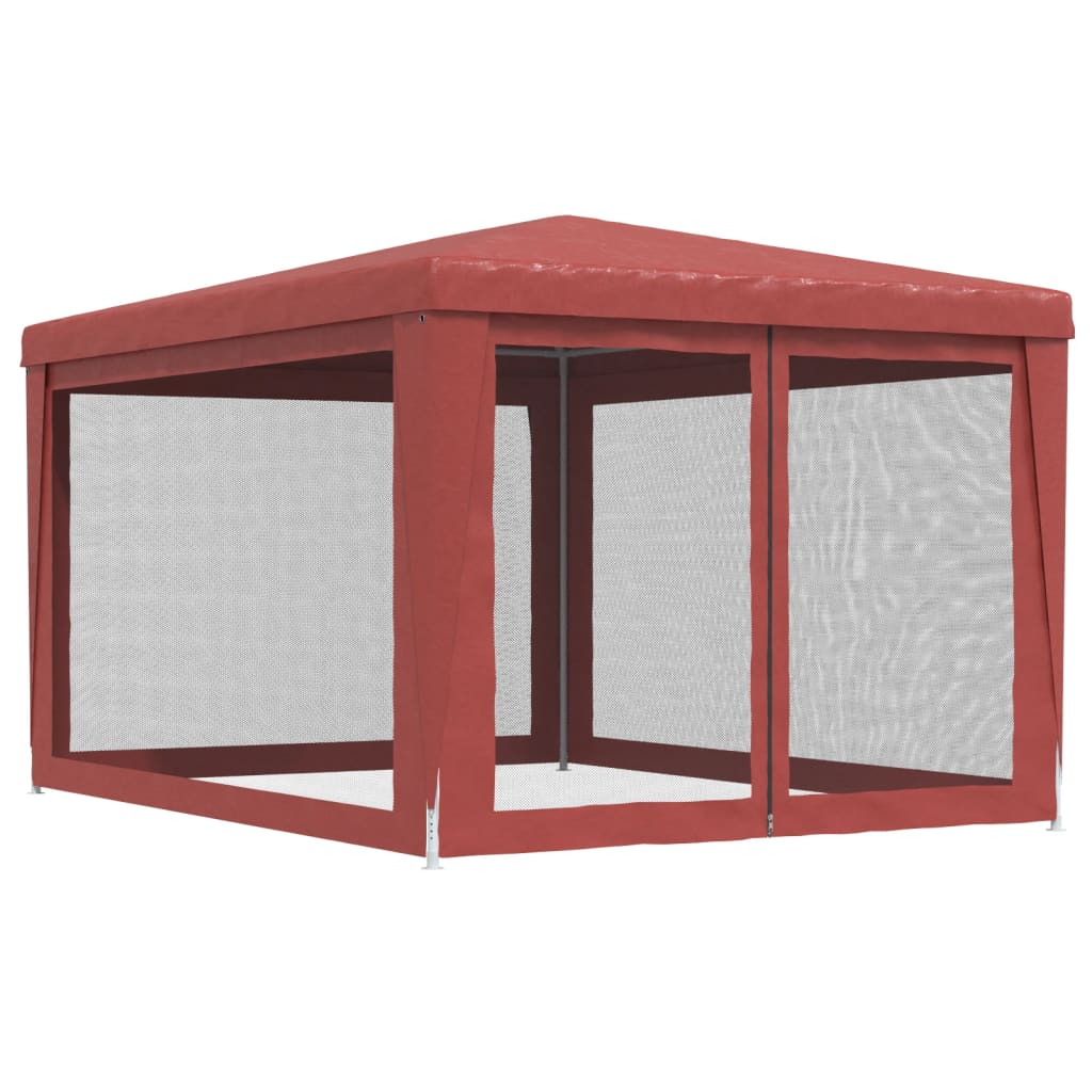 vidaXL Τέντα Εκδηλώσεων με 4 Τοιχώματα με Δίχτυ Κόκκινη 3 x 4 μ. HDPE