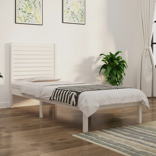 vidaXL Πλαίσιο Κρεβατιού Λευκό 90 x 190 εκ. Μασίφ Ξύλο Single