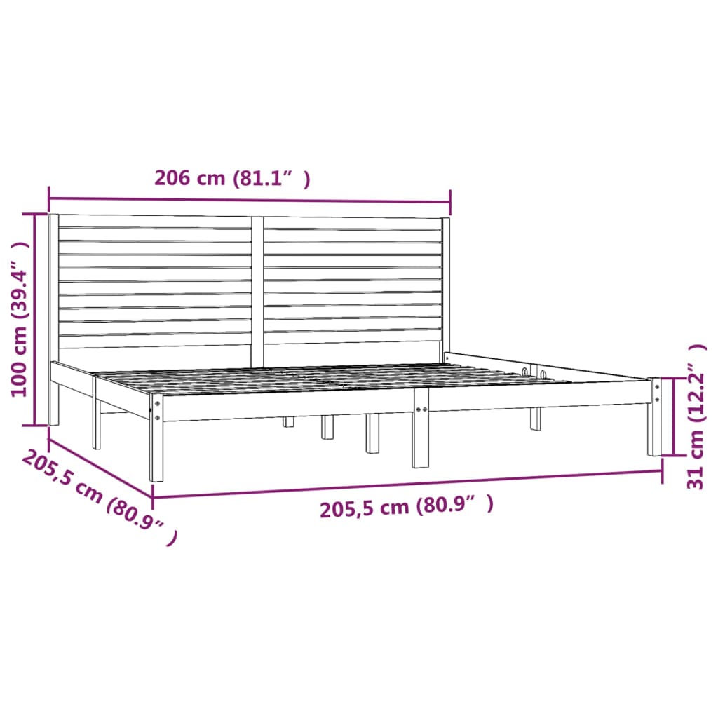 vidaXL Πλαίσιο Κρεβατιού 200 x 200 εκ. από Μασίφ Ξύλο