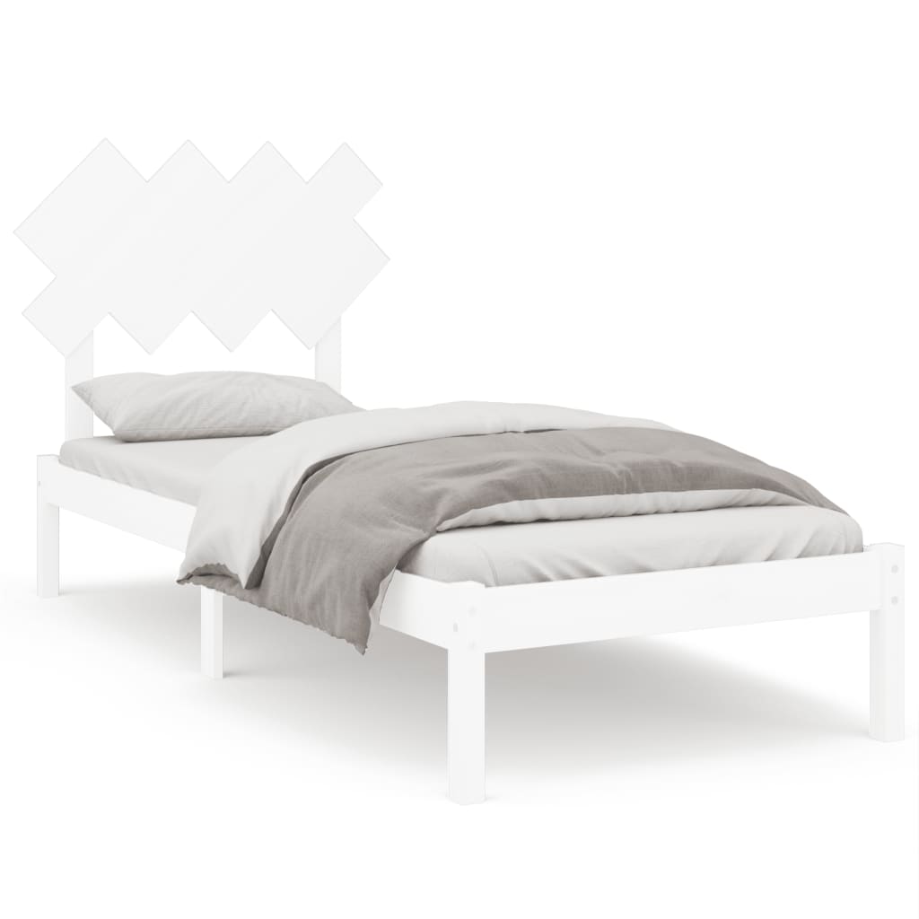 vidaXL Πλαίσιο Κρεβατιού Λευκό 90 x 190 εκ. Μασίφ Ξύλο Single