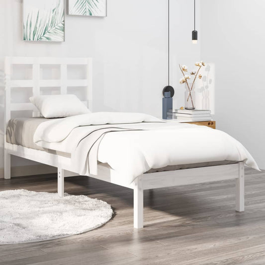 vidaXL Πλαίσιο Κρεβατιού Λευκό 75x190 εκ. Μασίφ Ξύλο Small Single