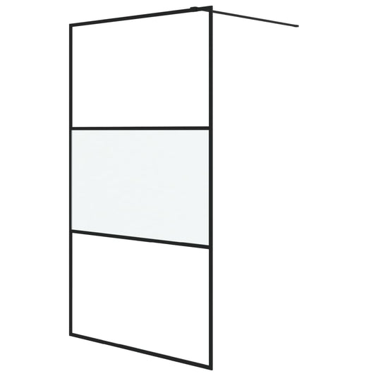 vidaXL Διαχωριστικό Ντουζιέρας με Αμμοβολή Μαύρο 115x195 εκ. Γυαλί ESG