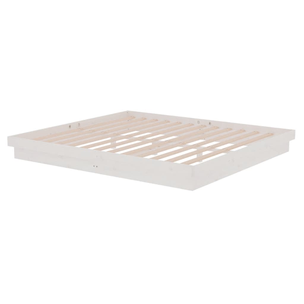 vidaXL Πλαίσιο Κρεβατιού Λευκό 180 x 200 εκ. Μασίφ Ξύλο Super King