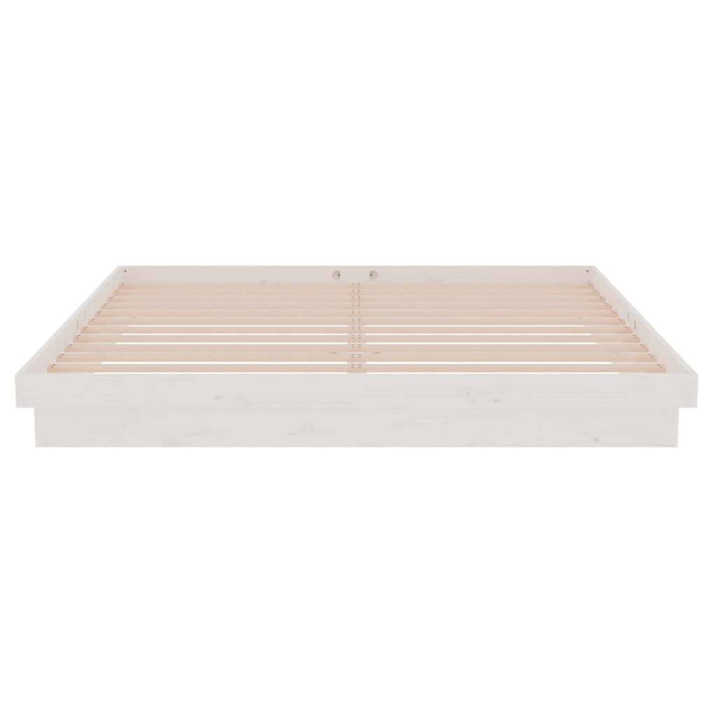 vidaXL Πλαίσιο Κρεβατιού Λευκό 180 x 200 εκ. Μασίφ Ξύλο Super King