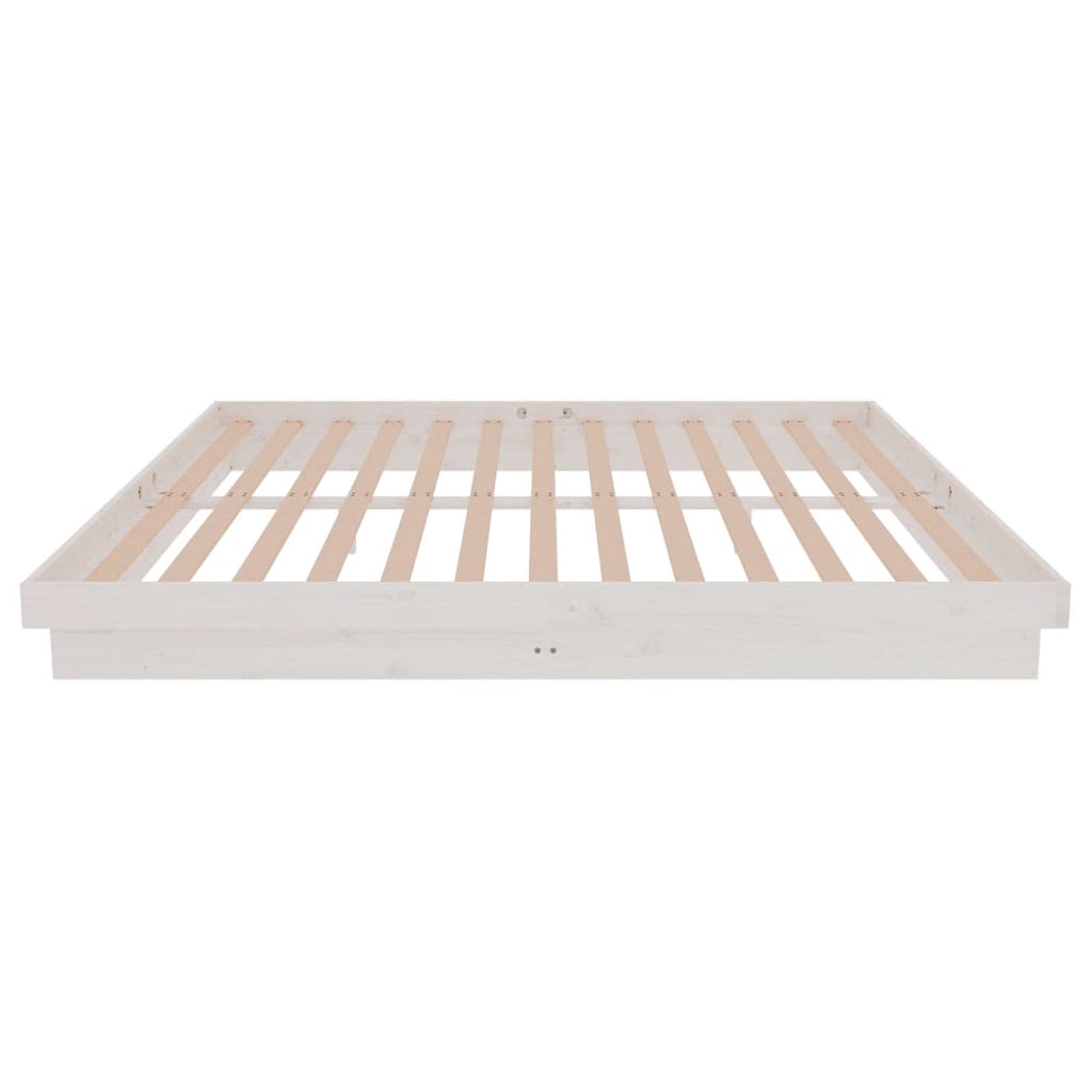 vidaXL Πλαίσιο Κρεβατιού Λευκό 180 x 200 εκ. Μασίφ Ξύλο Super King