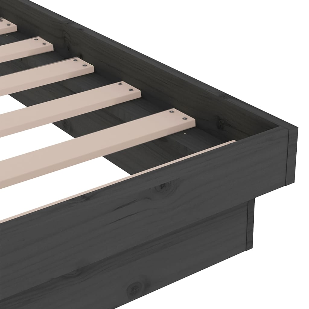 vidaXL Πλαίσιο Κρεβατιού Γκρι 75 x 190 εκ. από Μασίφ Ξύλο Small Single