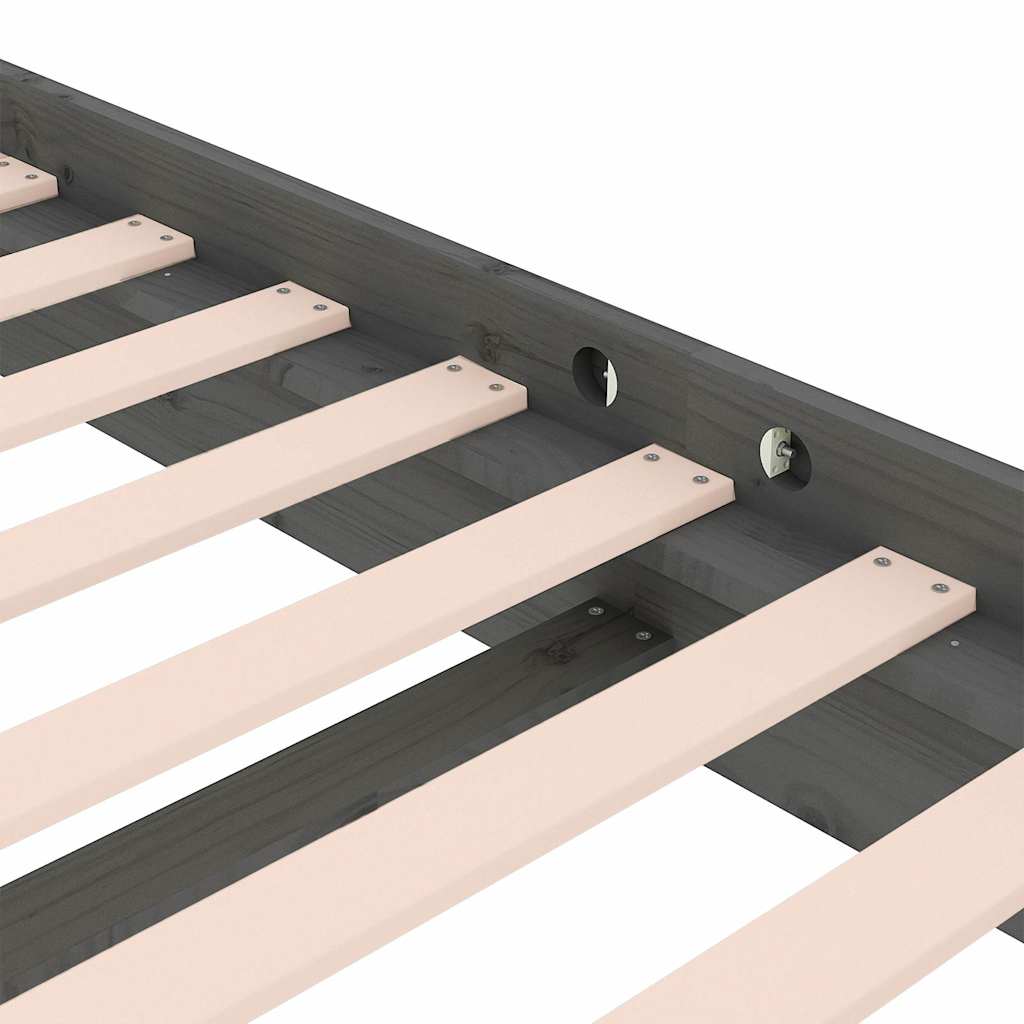 vidaXL Πλαίσιο Κρεβατιού Γκρι 120x190 εκ. Μασίφ Ξύλο Small Double