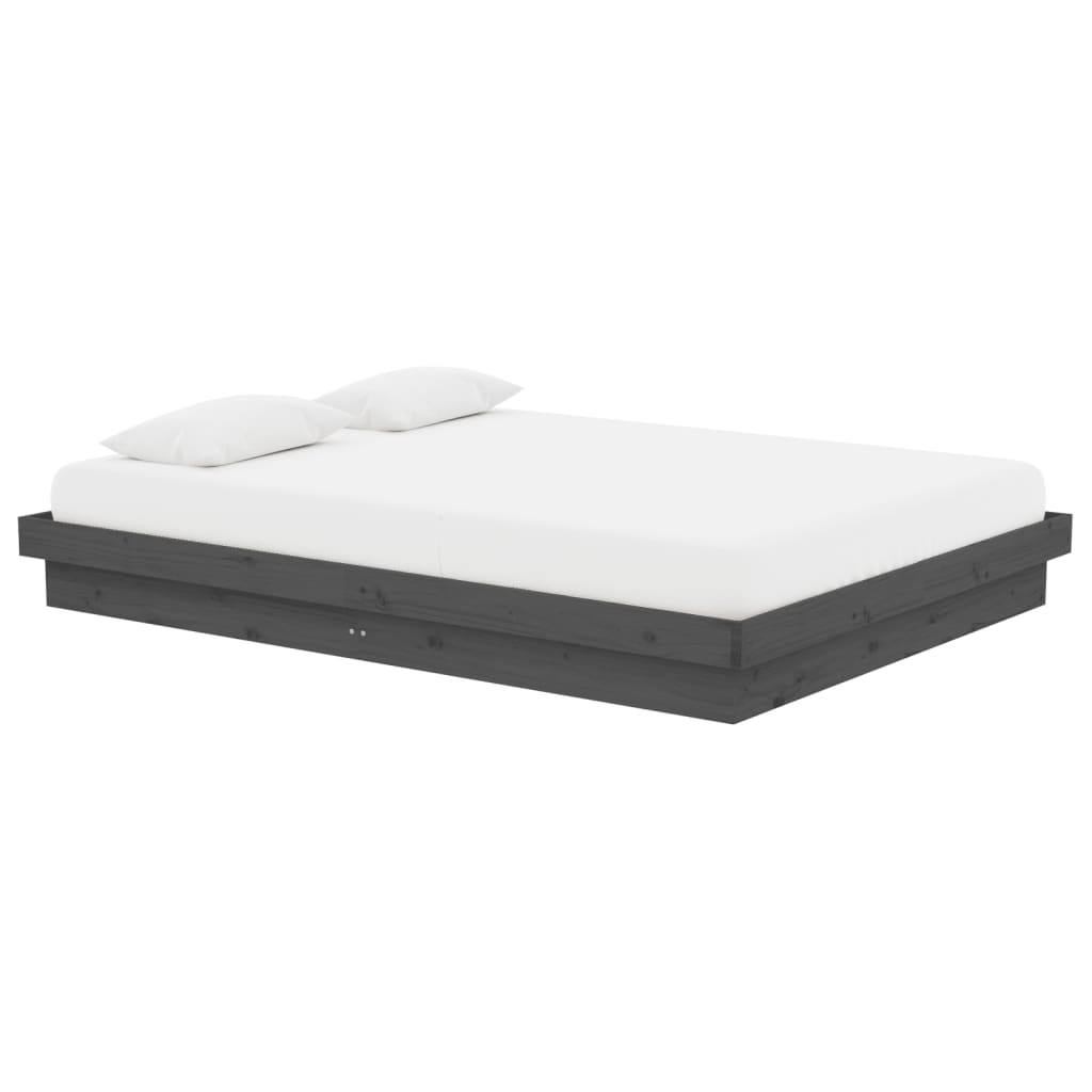 vidaXL Πλαίσιο Κρεβατιού Γκρι 140 x 190 εκ. από Μασίφ Ξύλο